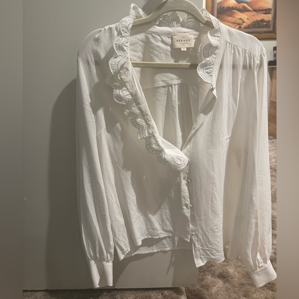 Sezane chlo top in cream - Picture 2 of 5